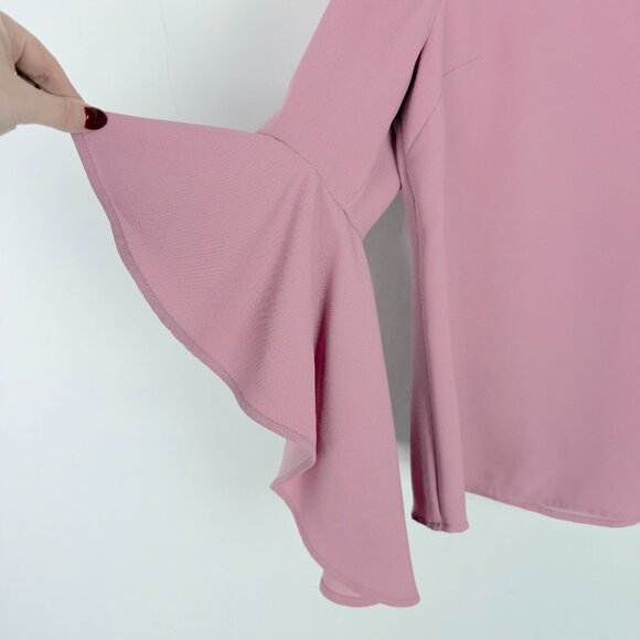 Ted Baker Juula Waterfall Sleeve Crepe Top In Dusky Pink Ted Size 4 US Size 10 - Picture 5 of 15